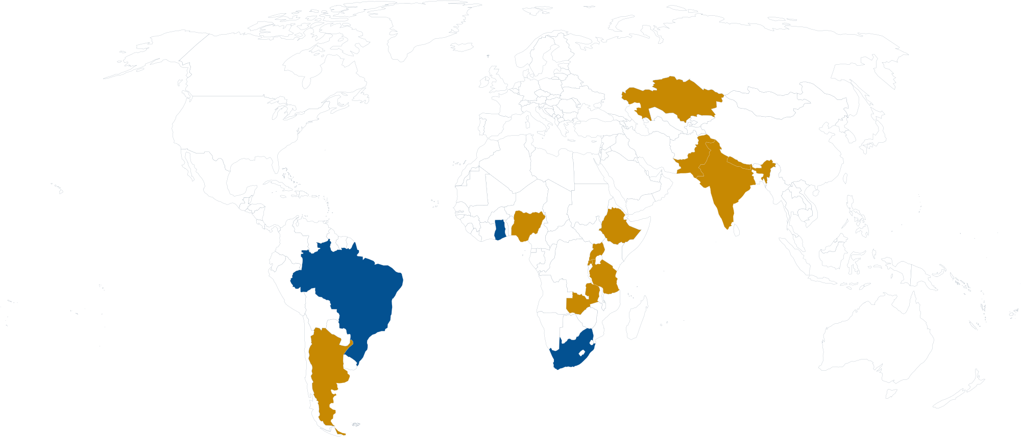 A map of the world showing site partner countries.